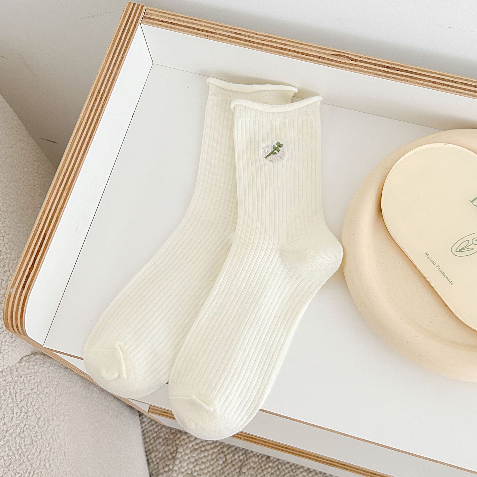 Meias Femininas Bordadas Florais