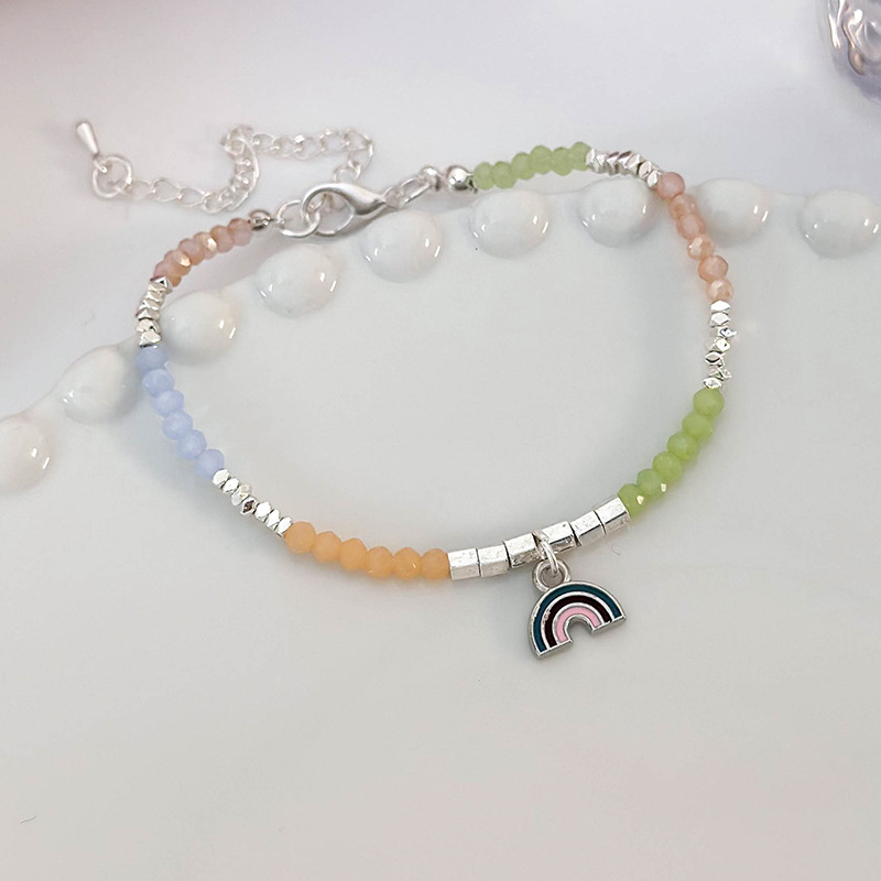 Regenbogen Perlen Choker mit Geometrischem Anhänger