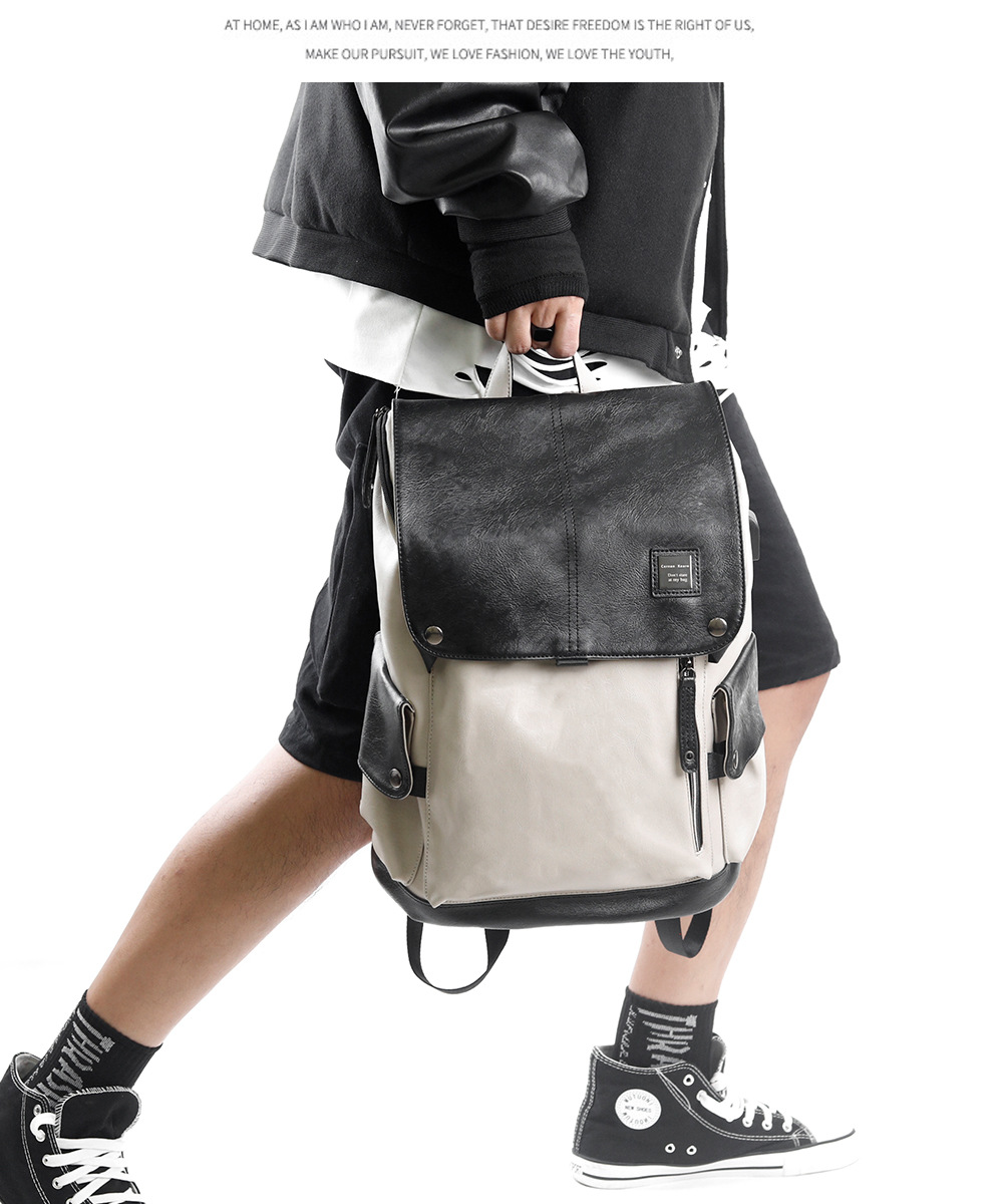 남성 PU 가죽 백팩