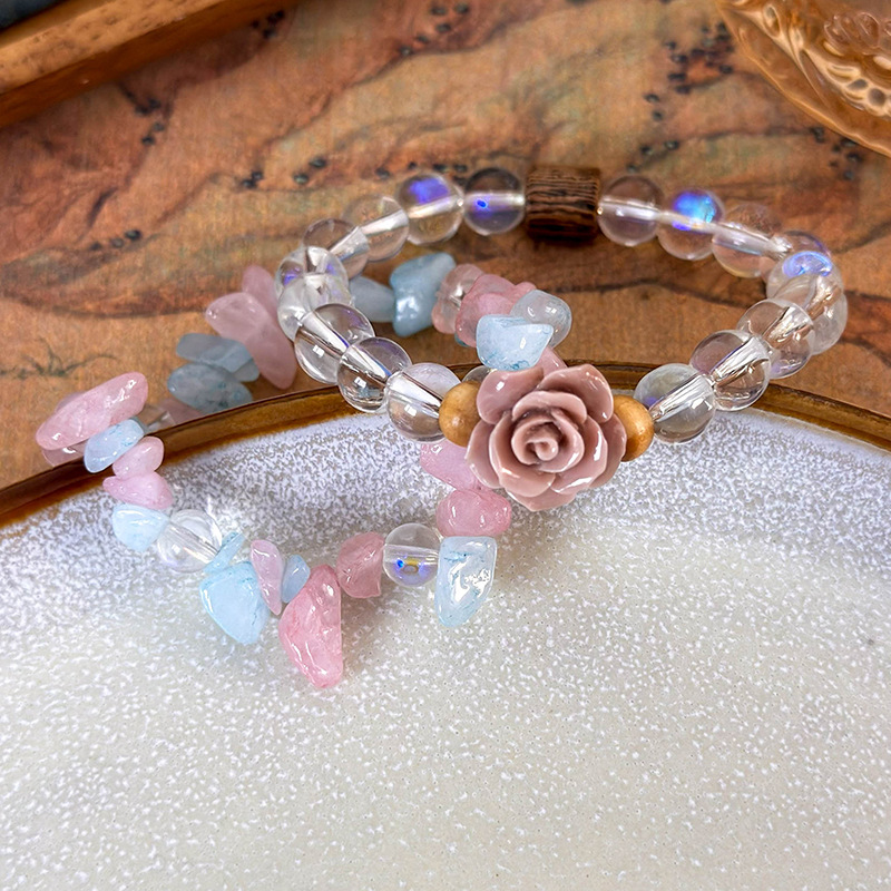 Браслет з намистом Рожевий Туман