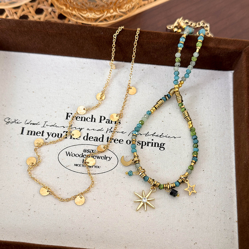 สร้อยคอโบฮีเมียนดอกทานตะวันเรขาคณิต