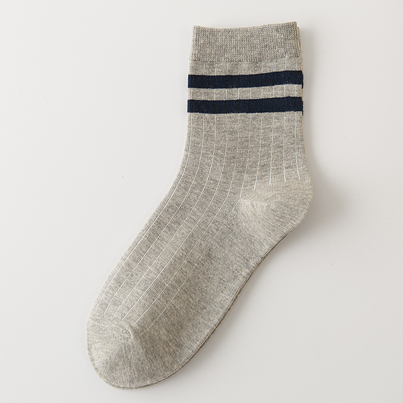 Meias de Algodão com Riscas Duplas e Canelado