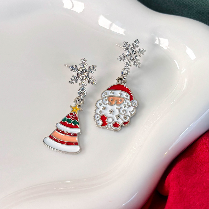 ต่างหูคริสต์มาสเงินเคลือบ