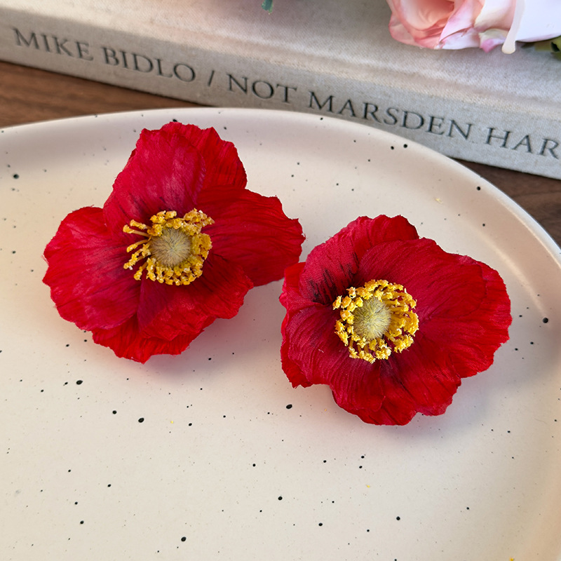 أقراط خشخاش زهور