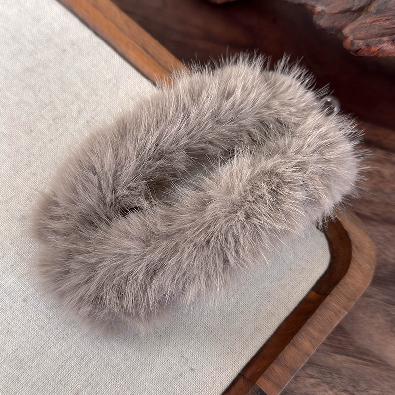 Sztuczne Futro Skręt Wsuwka do Włosów z Drukiem Lamparta