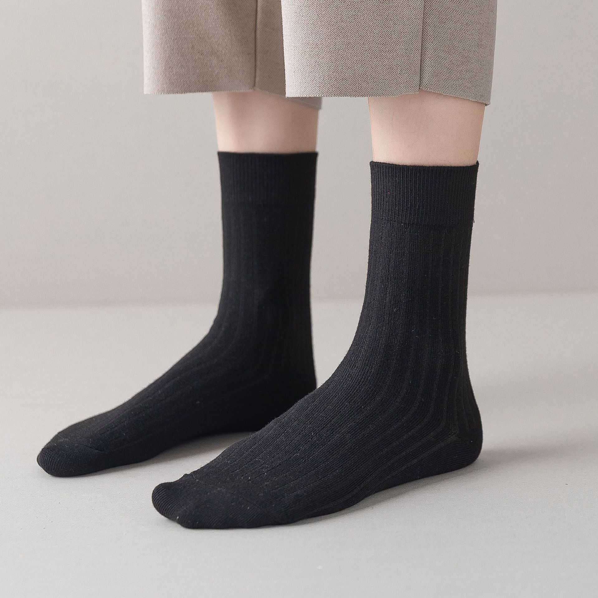 Meias Femininas de Cor Sólida Empilháveis