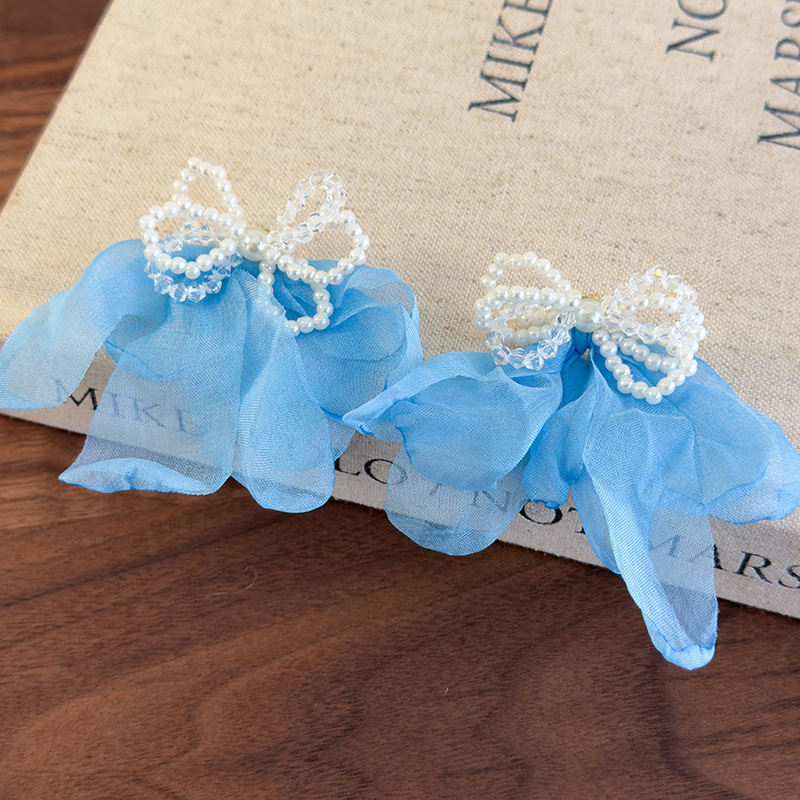 Chiffon Flower Pearl Earrings