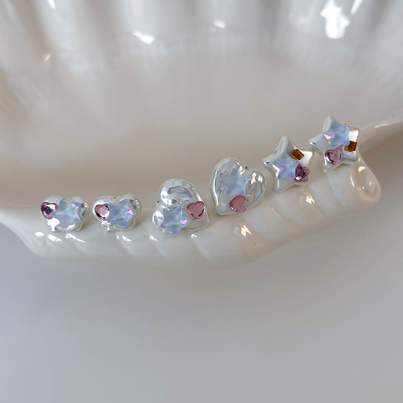 Renkli Rhinestone Kalp Yıldız Kelebek Küpe Stüdyoları