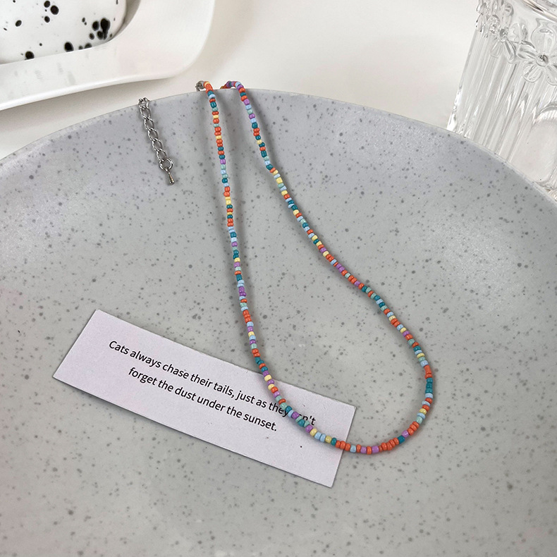 파스텔 컬러 비즈 펄 레이어드 네크리스