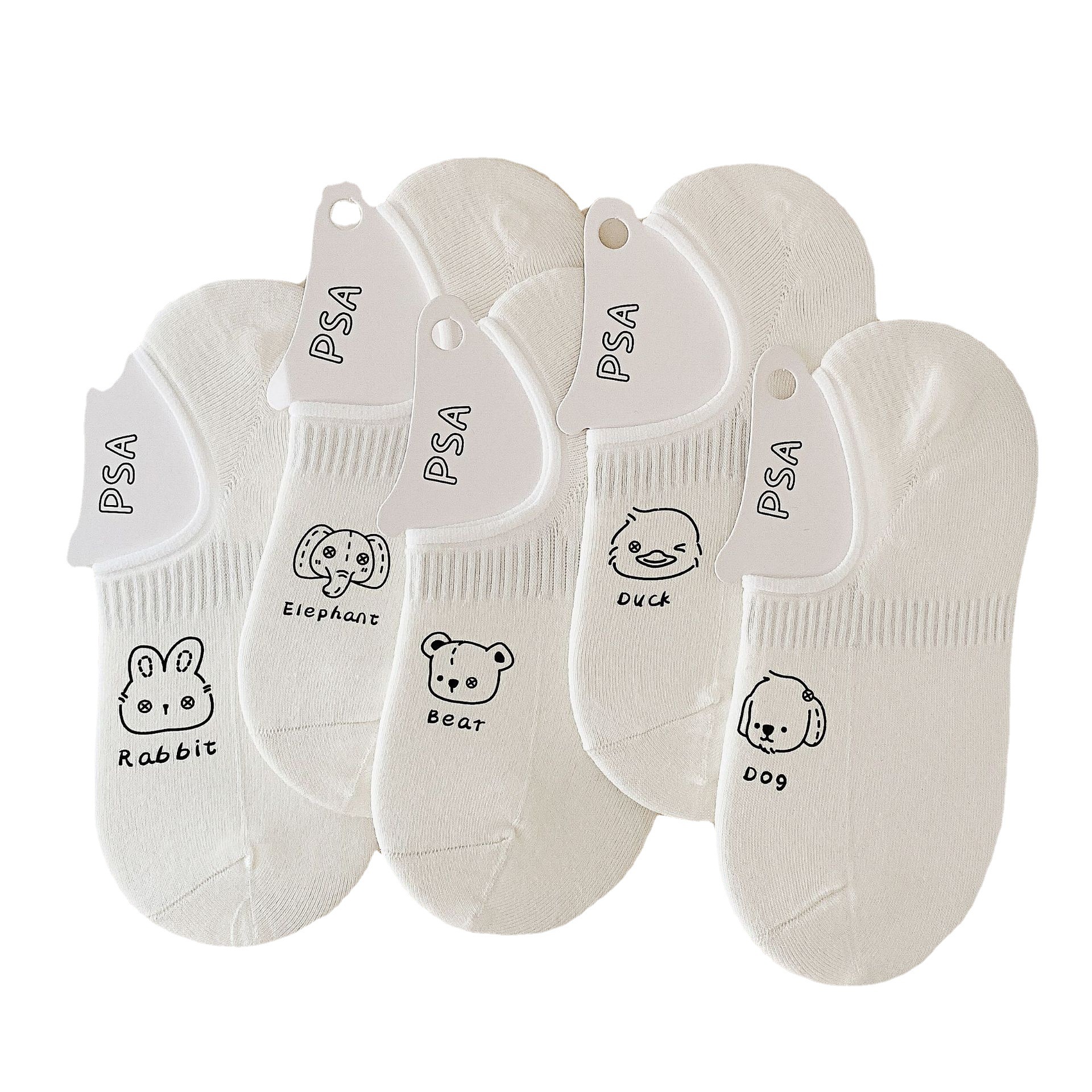 ถุงเท้าแบบไม่โชว์สำหรับผู้หญิงลายหมีการ์ตูน