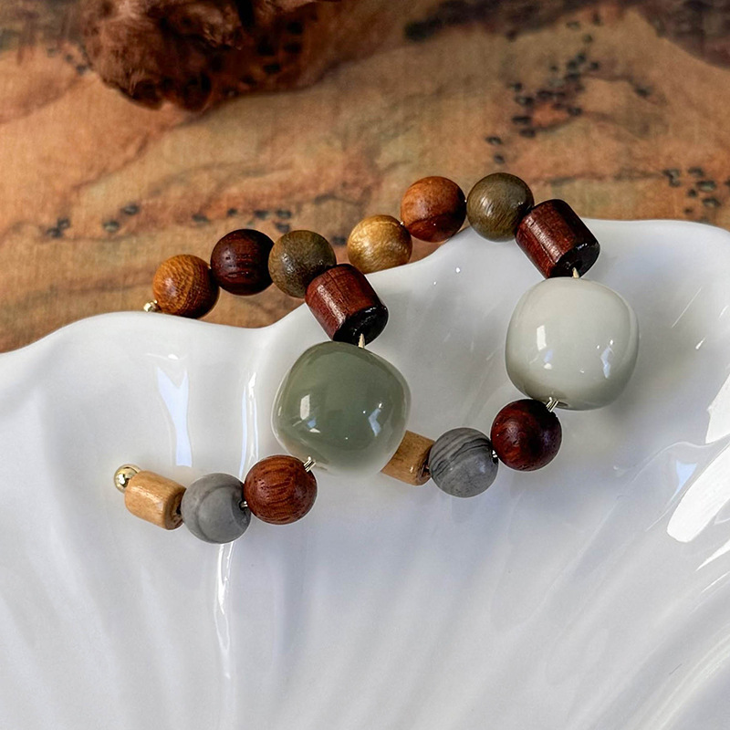 Orecchini a Cerchio in Legno Vintage