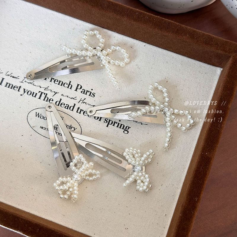 Barrette avec Nœud et Perle Imitation