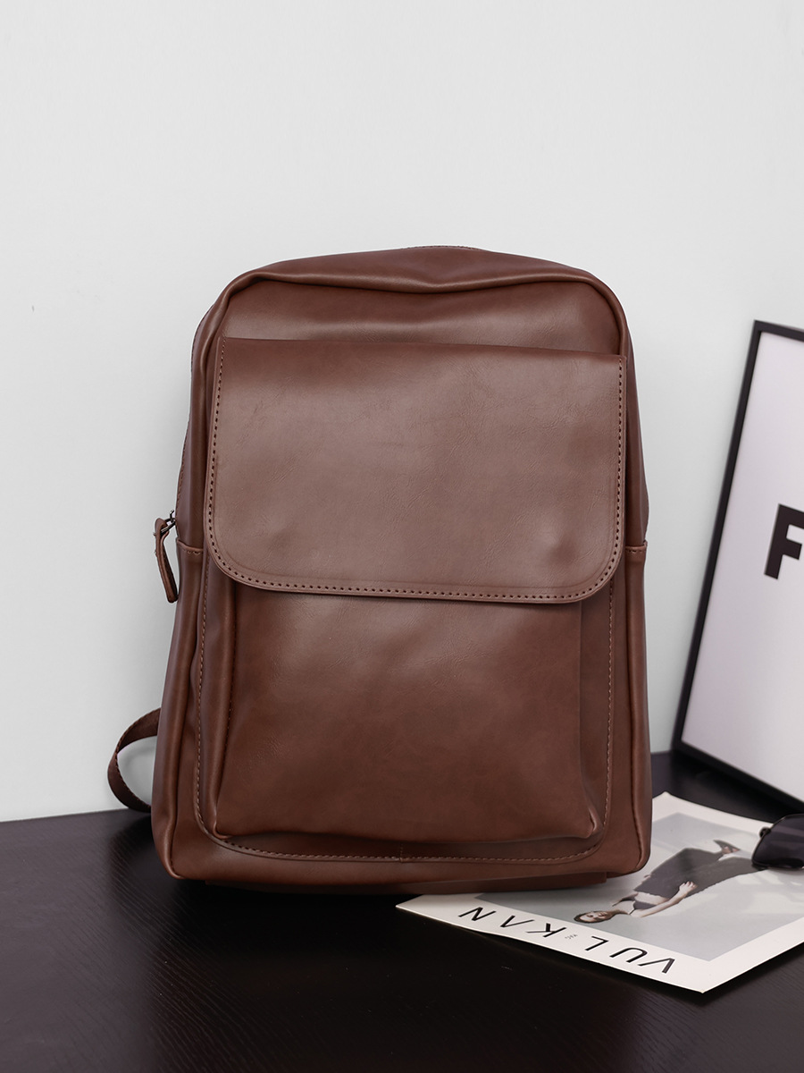 크레이지 호스 가죽 유니섹스 백팩