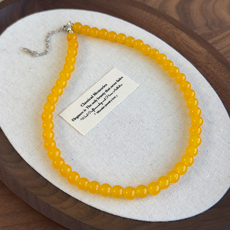 Жовте Склоподібне Намисто Вінтаж