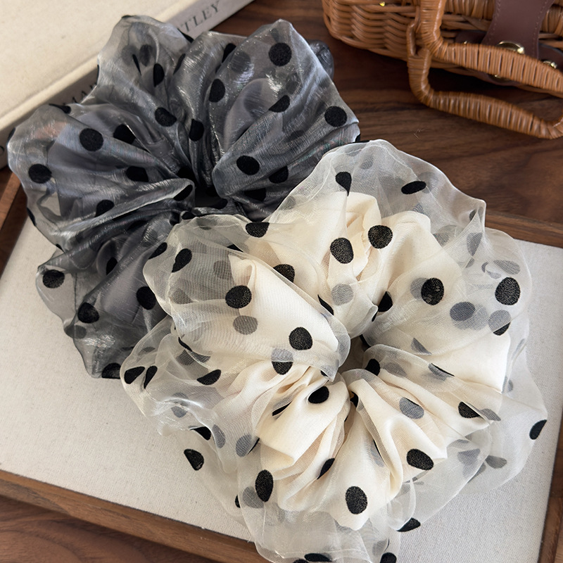 Scrunchie Organza Szara Podwójna Warstwa