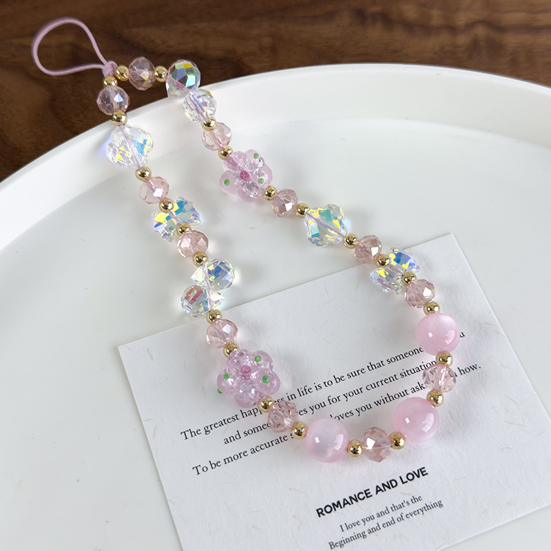 سلسلة هاتف من خرز الزجاج المتلألئ