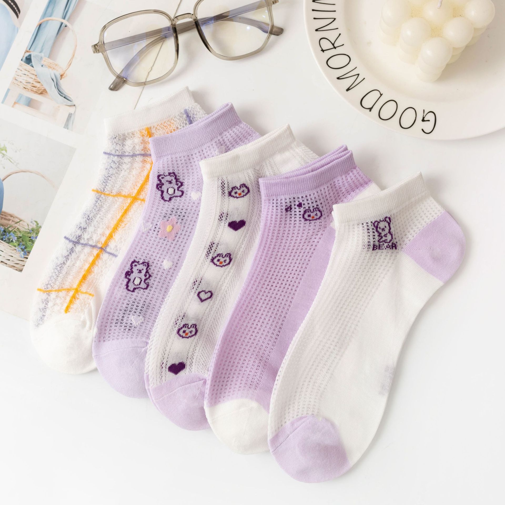 Cartoon Bear Ankle Socks