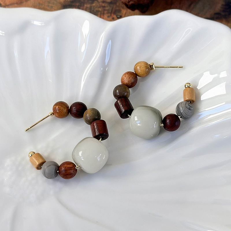 Orecchini a Cerchio in Legno Vintage