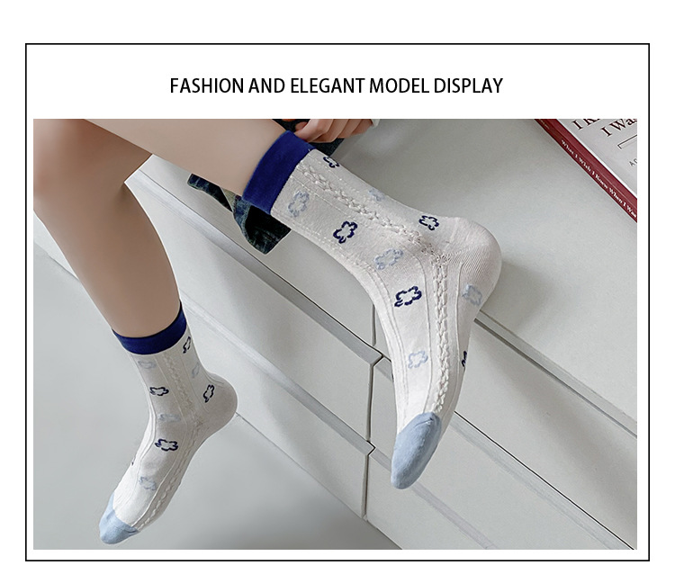 Meias Meia-Altura de Algodão com Letras