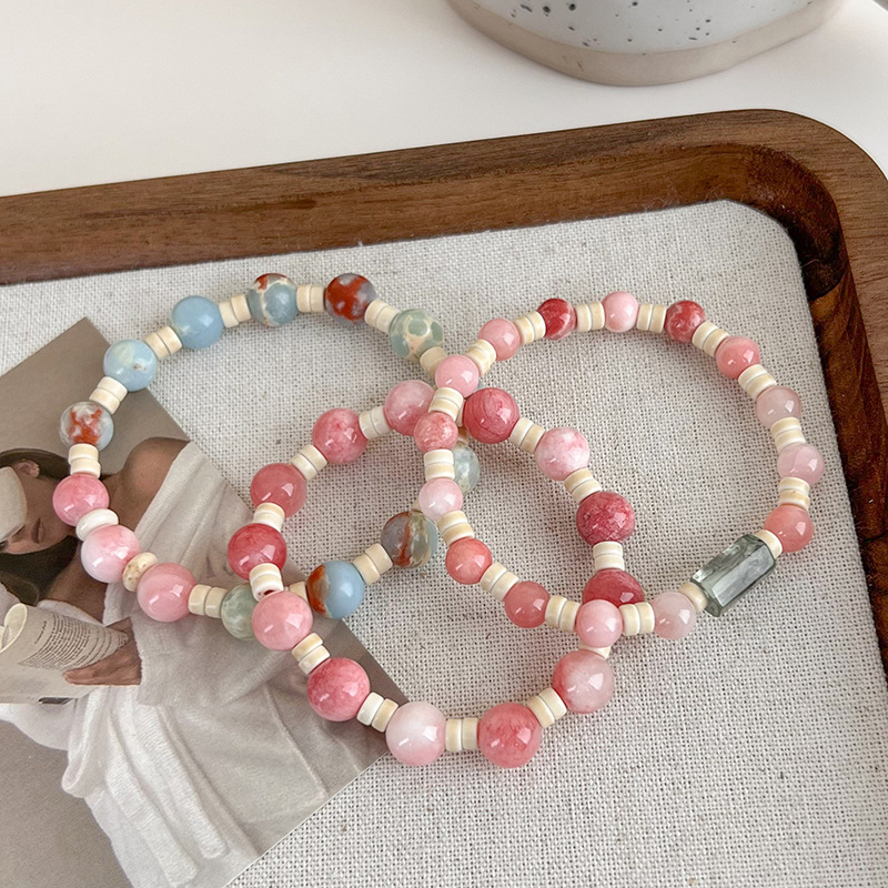 중국풍 핑크 구슬 팔찌