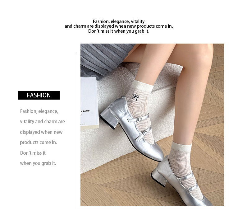 جوارب نسائية صيفية قصيرة بتطريز ربطة