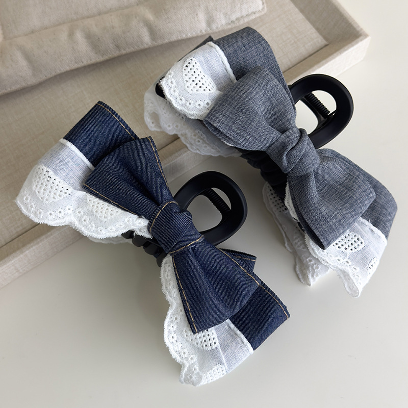 Agrafă de Păr cu Aplică Denim Franceză