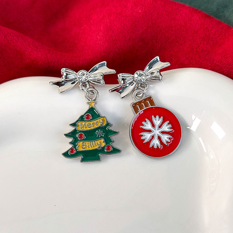 ต่างหูคริสต์มาสเงินเคลือบ