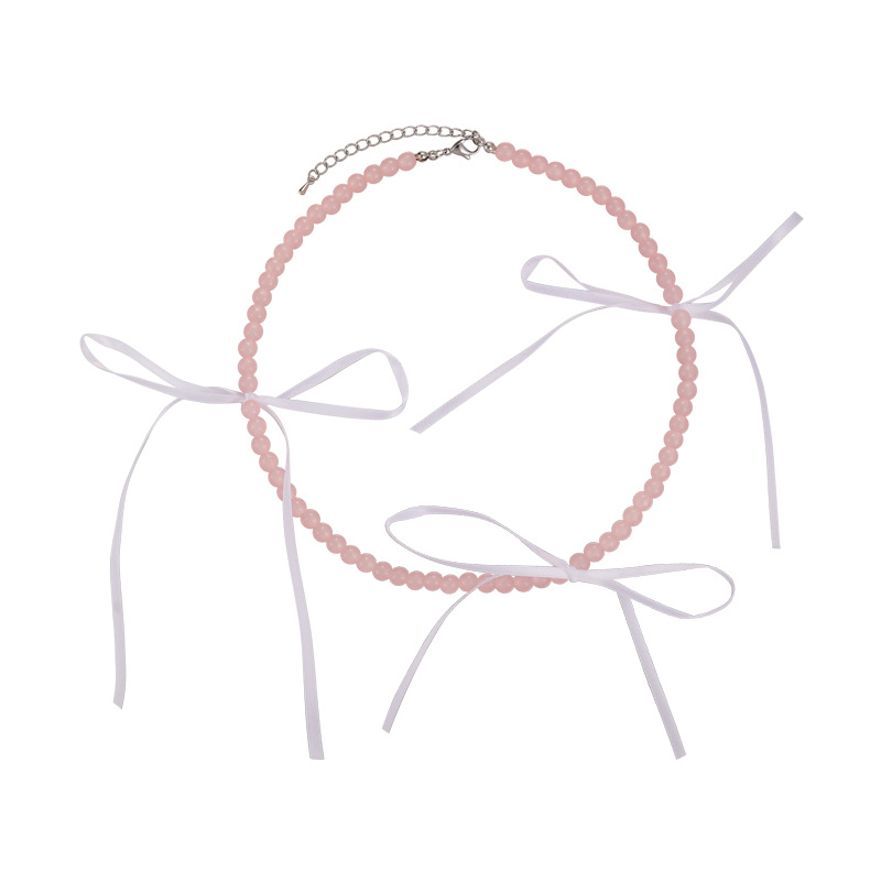 Kalung Pita Manik Kaca Pastel