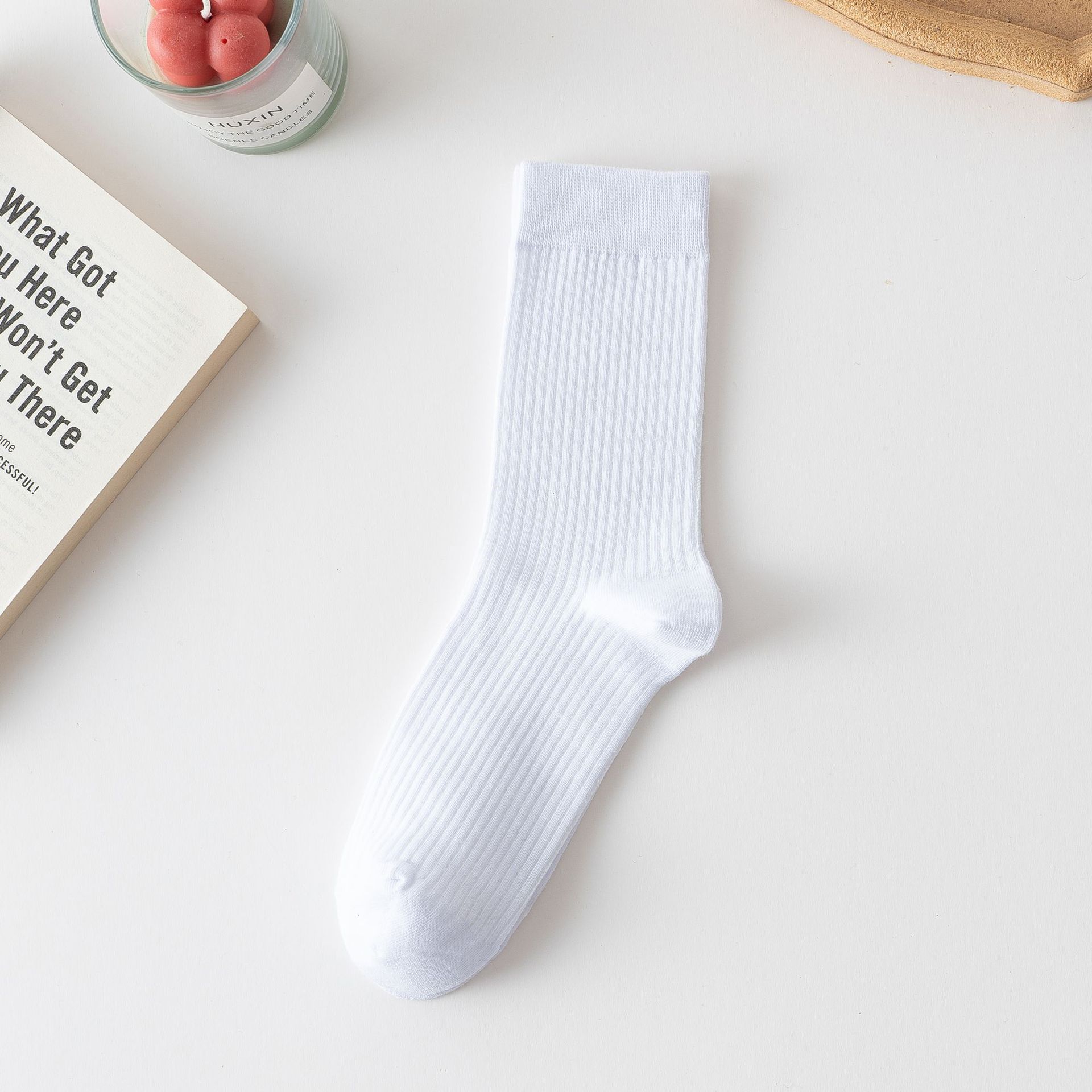 Meias Meia-Canela Cor Sólida para Mulheres