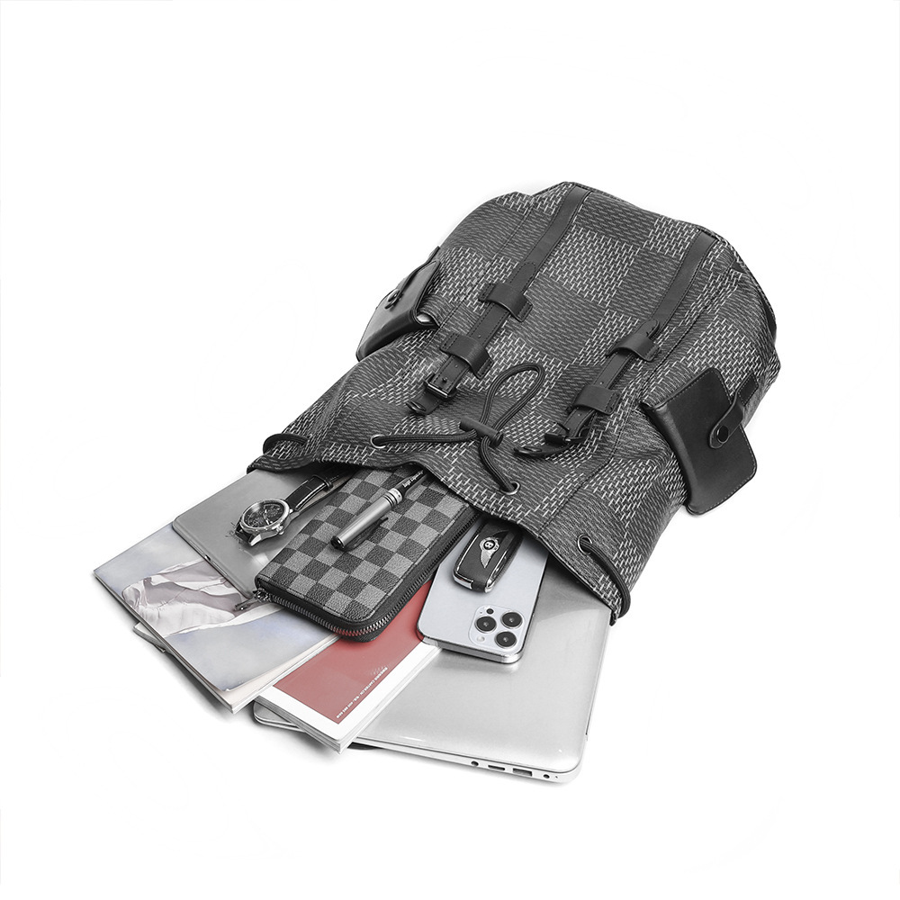 Мужской рюкзак в клетку Большой вместимости