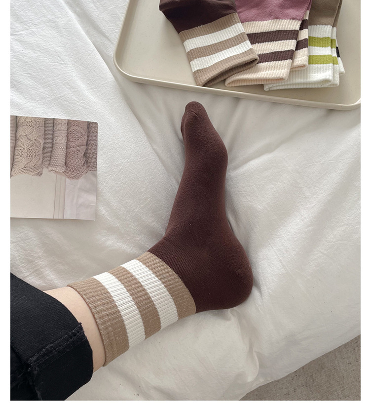 Meias Mid-Calf com Bloco de Cor para Mulheres