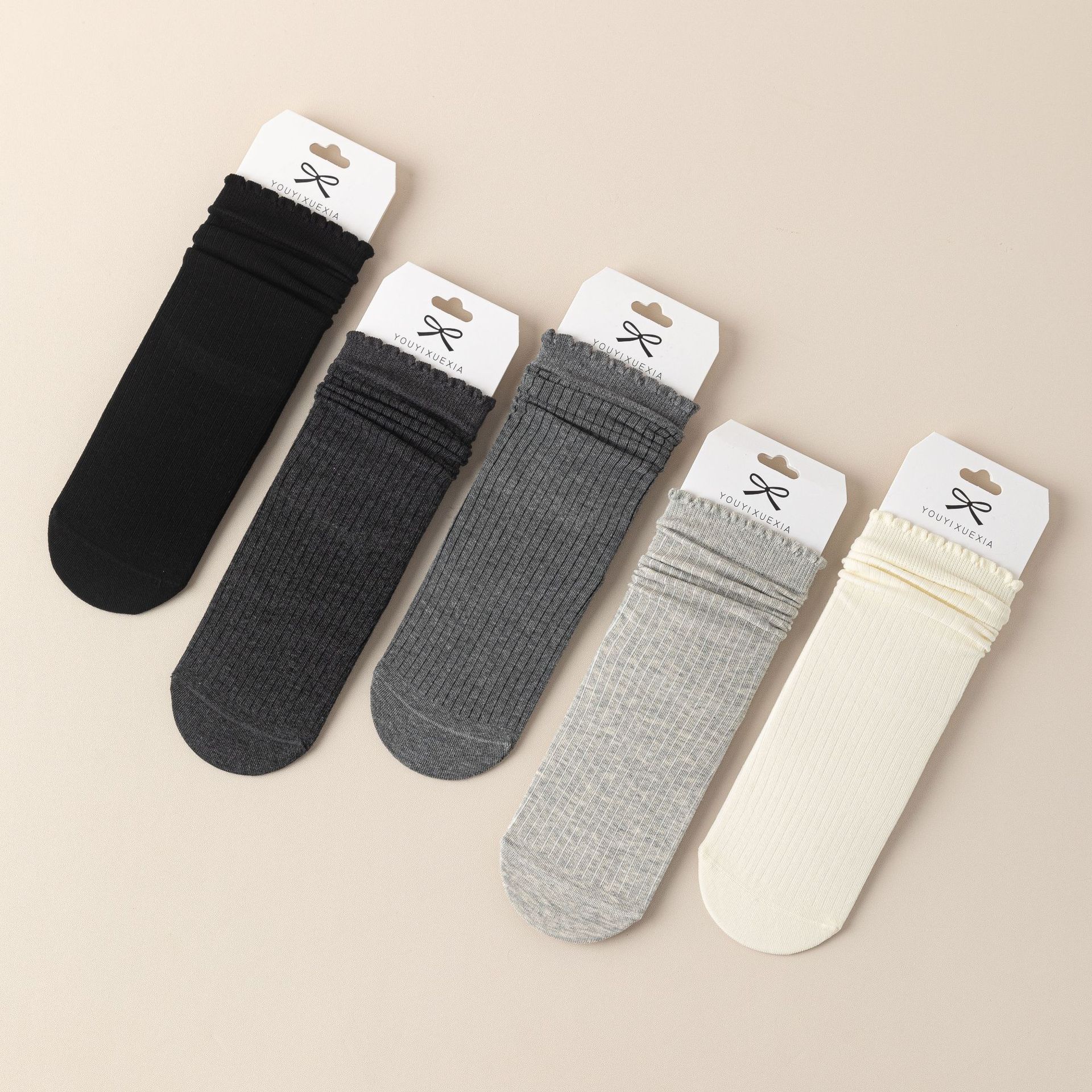 Meias Tombadas com Borda Folhos para Mulher