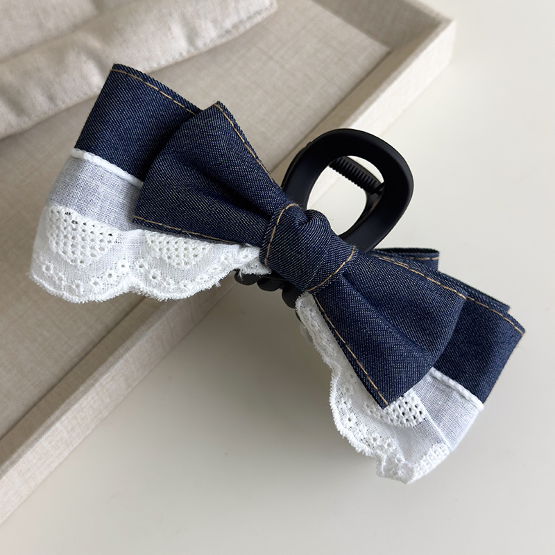 Agrafă de Păr cu Aplică Denim Franceză