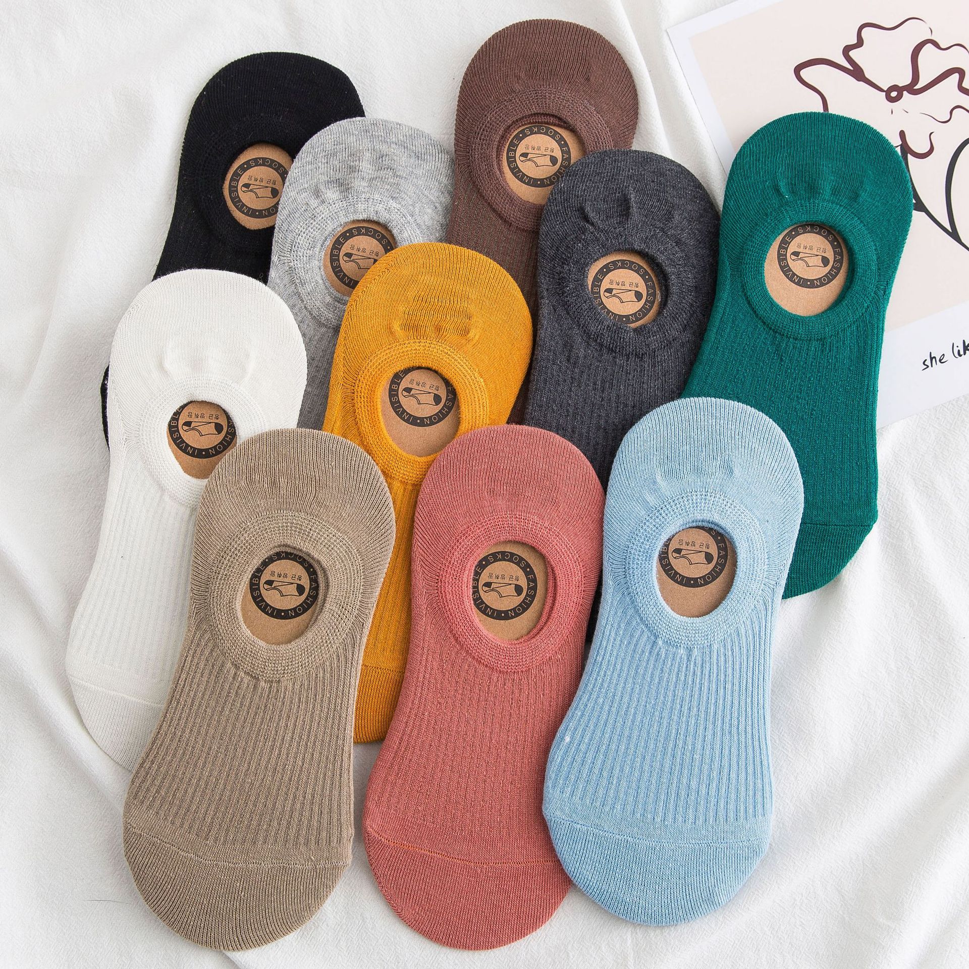 Женские Хлопковые Невзрачные Низкие Носки