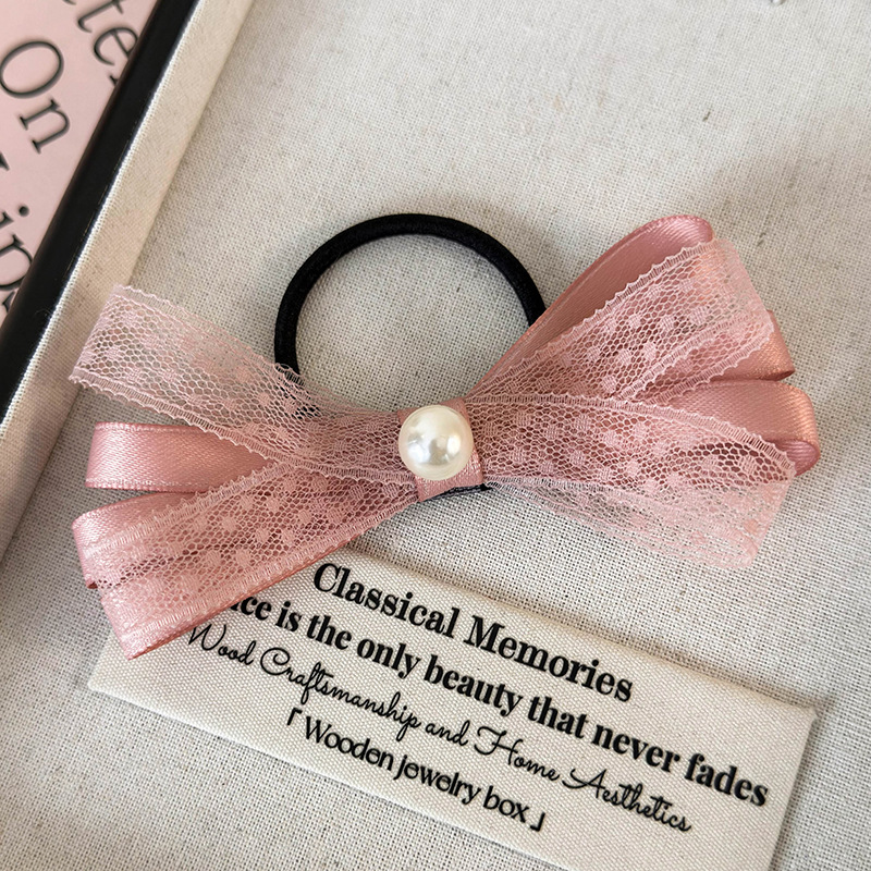 Barrette Cheveux Dentelle avec Nœud et Perle