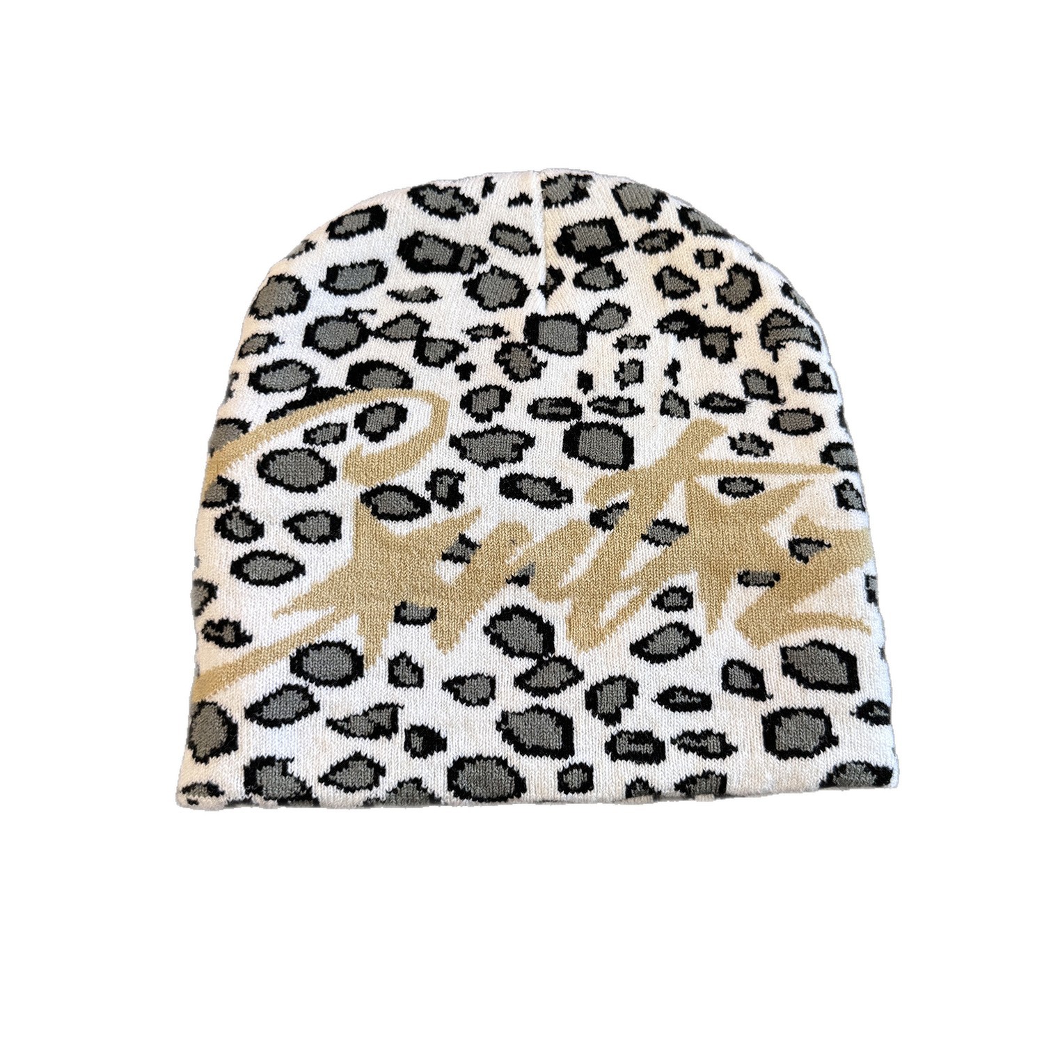 Gorro de Malha Jacquard Estampado Leopardo