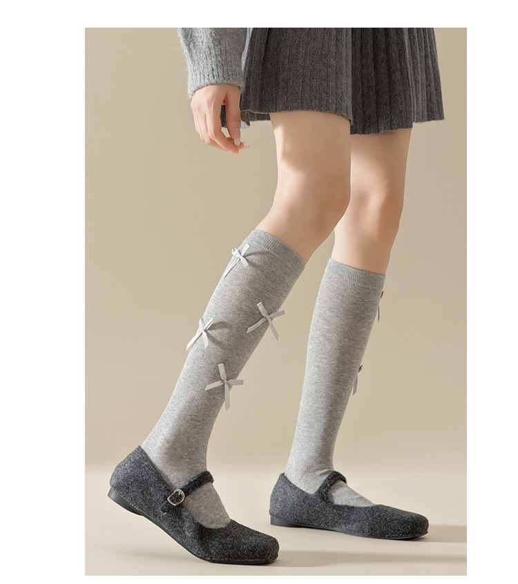 Meias de algodão com laço