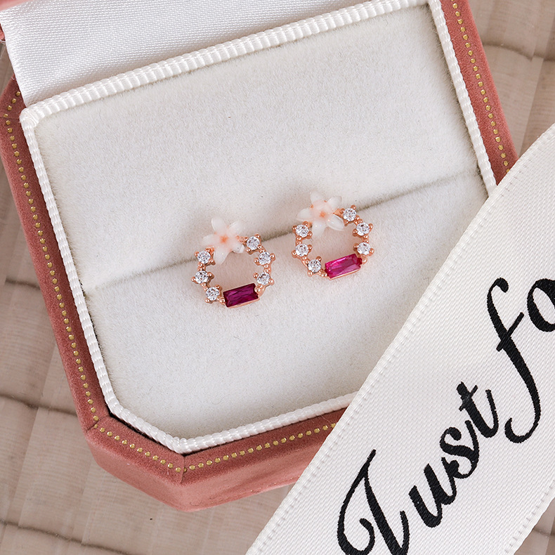 지르코니아 플라워 이어 스터드