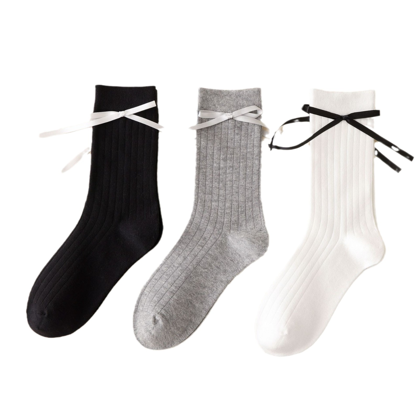 Meias Mid-Calf com Laço