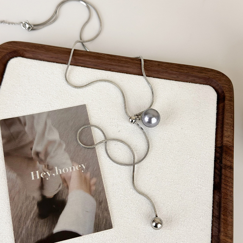 그레이 펄 펜던트 목걸이