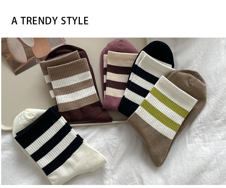 Meias Mid-Calf com Bloco de Cor para Mulheres