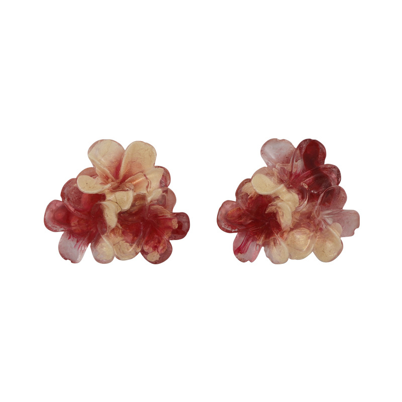 아크릴 옴브레 플로럴 스터드 귀걸이