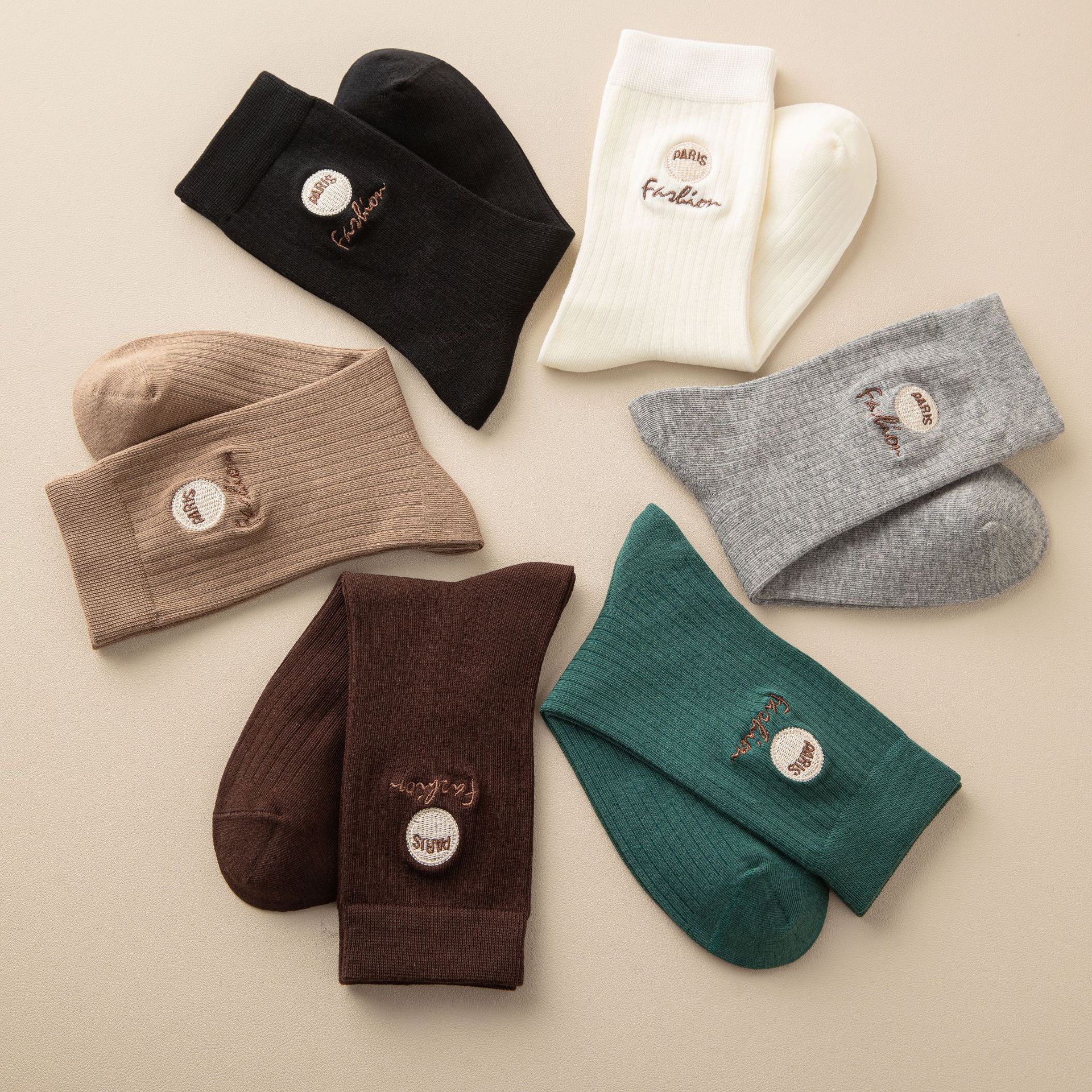 Meias Mid-Calf Bordadas Paris