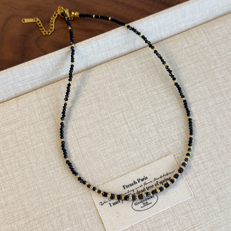 Намисто з Чорним Онiксом та Цирконієм