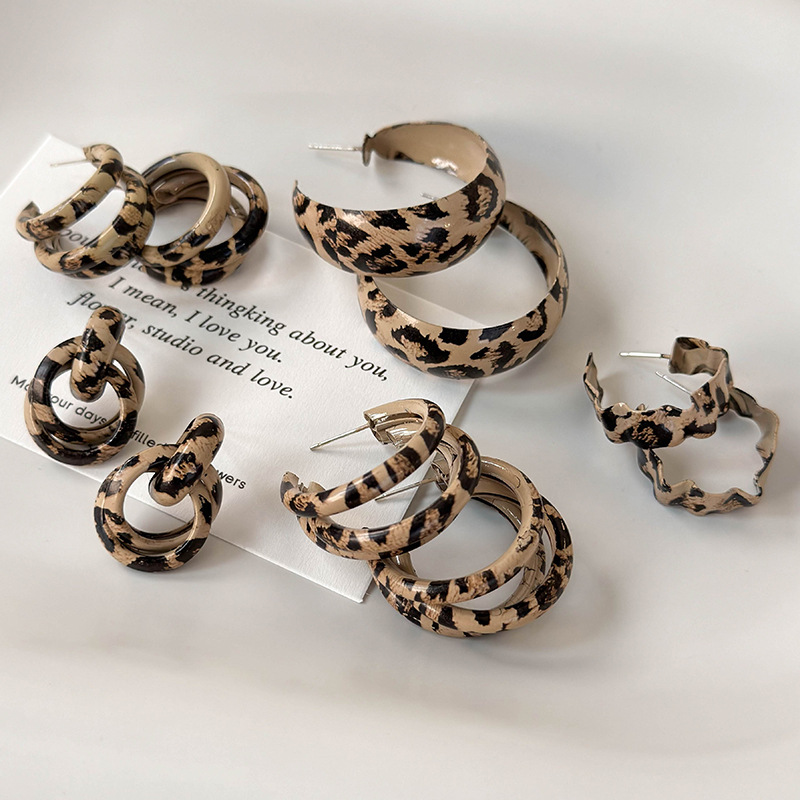 Cercei Dublu cu Print de Leopard