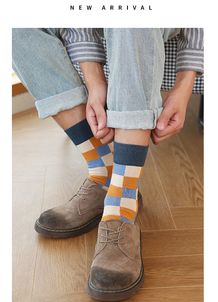 Pánské Casual Podkolenky s Kostkovaným Vzorem