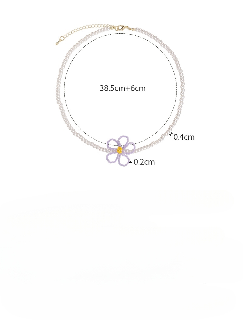 플로럴 비즈 펄 목걸이