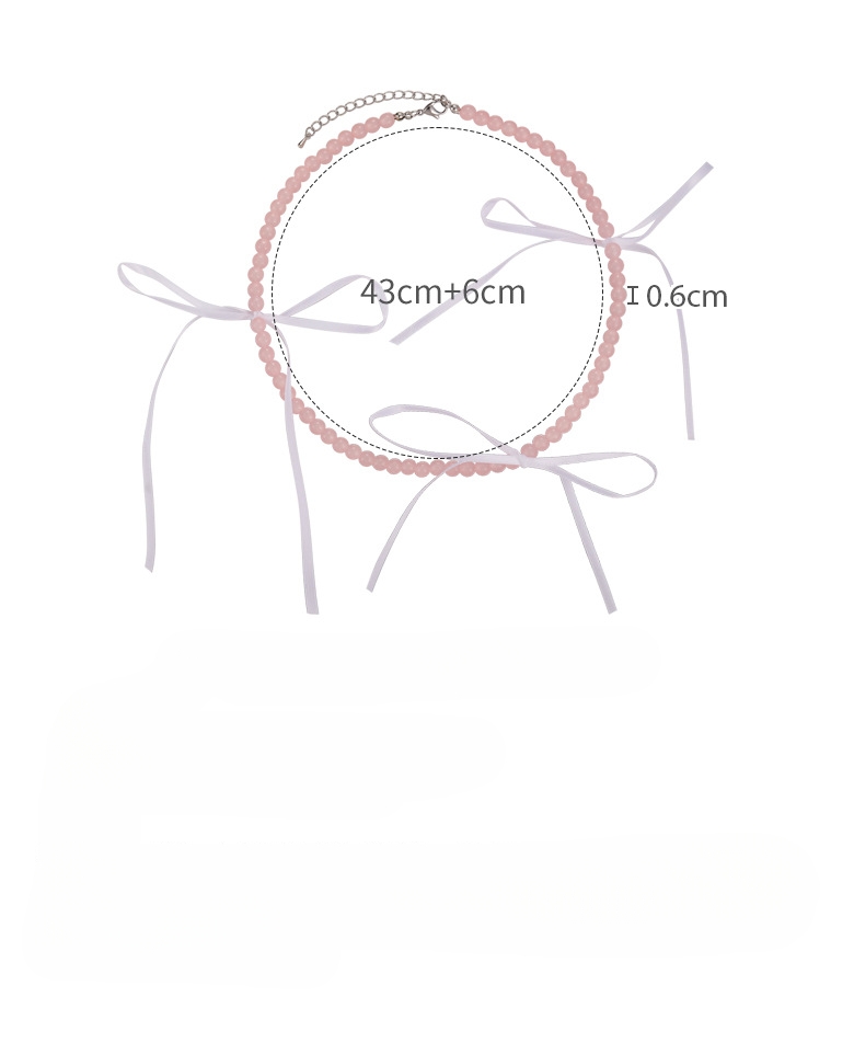 Pastelový Skleněný Korálkový Náhrdelník s Mašlí