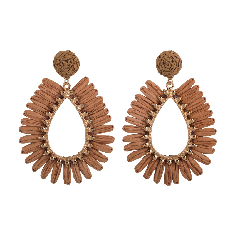 Openwork Raffia Teardrop Earrings
