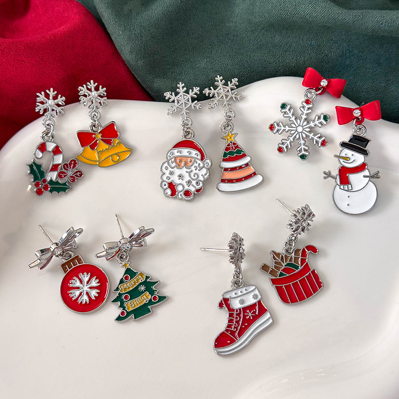 ต่างหูคริสต์มาสเงินเคลือบ